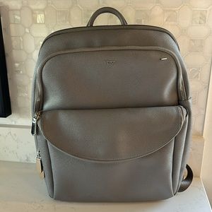 Tumi Sinclair Gray Leather Backpack Laptop Bag